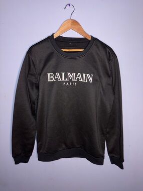 Balmain Black Crewneck Sweatshirt with White Logo